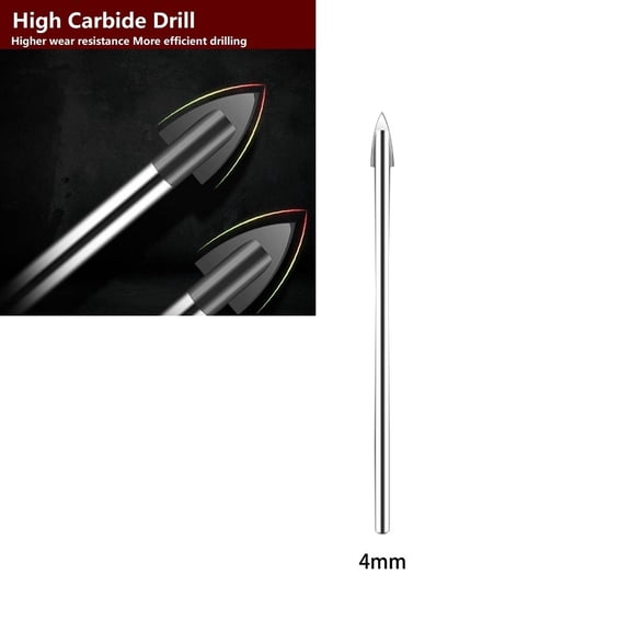 Glass and Tile Drilling Tool with Tungsten Carbide 4 mm, Drill Bit Set for Glass Tile Ceramic Mirror Porcelain Marble