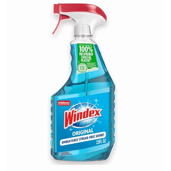 Glass and Window Cleaner Spray Bottle, Packaging Designed to Prevent Leakage and Breaking, Surface Cleaning Spray, Original Blue Scent, 23 Fl Oz