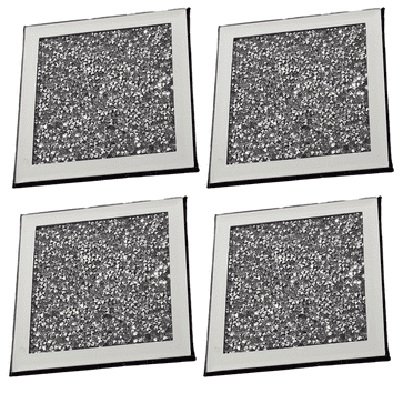 Glass mirror coaster, 10 x 10cm, crushed diamond mat