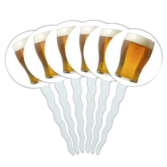 Glass of Beer Cupcake Picks Toppers - Set of 6