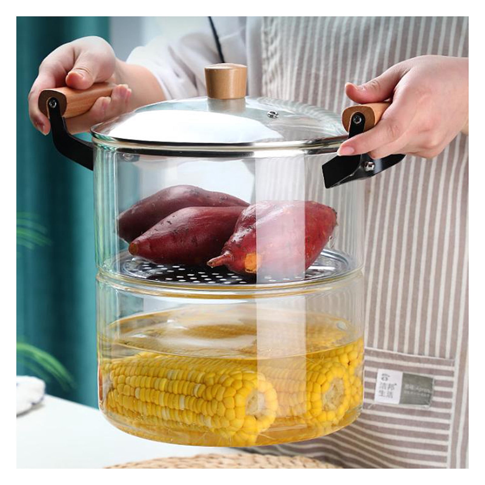 Glass pot with lid, clear glass cooking pot, soup pot, simmering pot ...