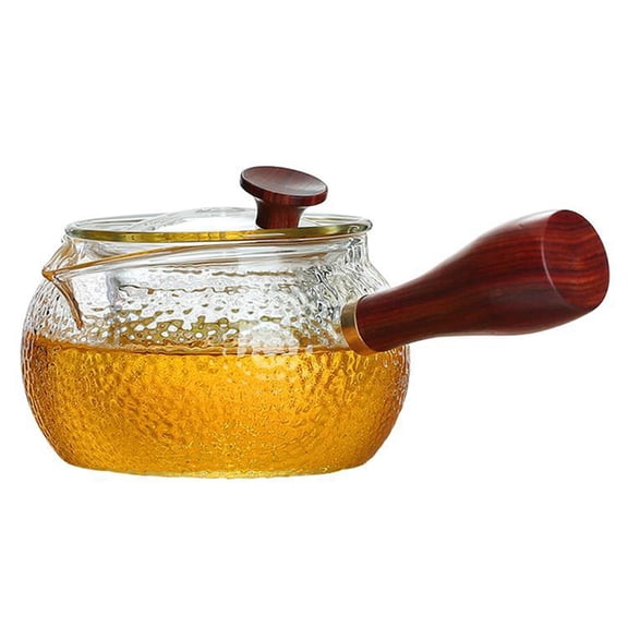 Glass teapot, glass teapot tea maker set, glass teapot with removable tea infuser, tea strainer for loose tea, clear coffee kettle with filter, kitchen teapot