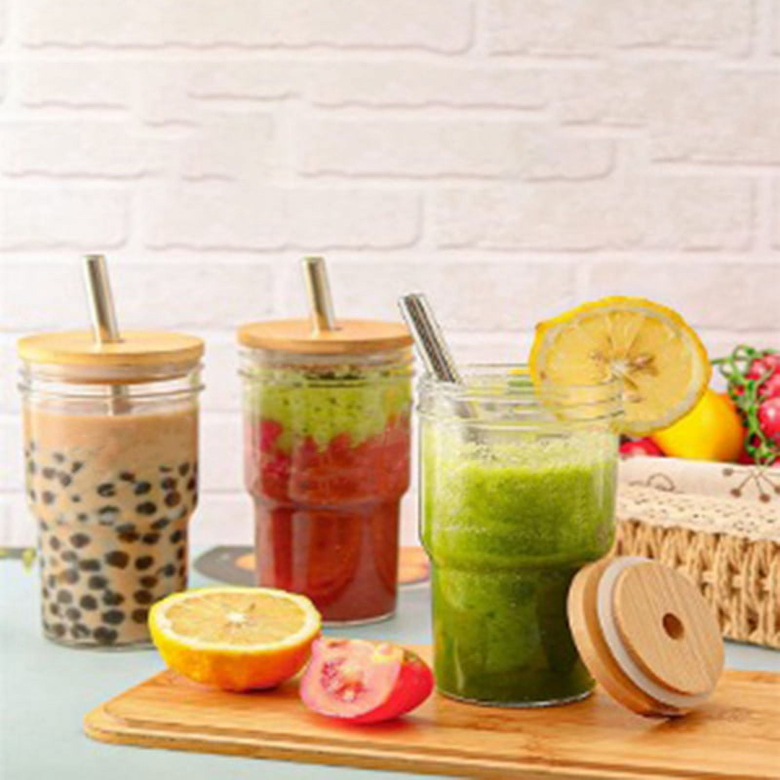 Glass with Lid and Straw, 4Piece, 24Ounce Travel Coffee Cup, Wide