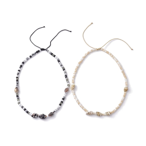 Glass with Natural Sea Shell Beads Necklaces Shell Shape Inner Diameter: 3.98~ 5.93 inch(10.1~15.05cm)