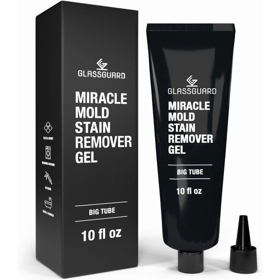 GlassGuard Miracle Mold Stain Remover Stain Gel  Heavy Duty Cleaning Gel for Grouts, Ceramic, Glass, Silicone, Caulk & More  Washing Machine Cleaner Front Loader (300 ml / 10 oz)