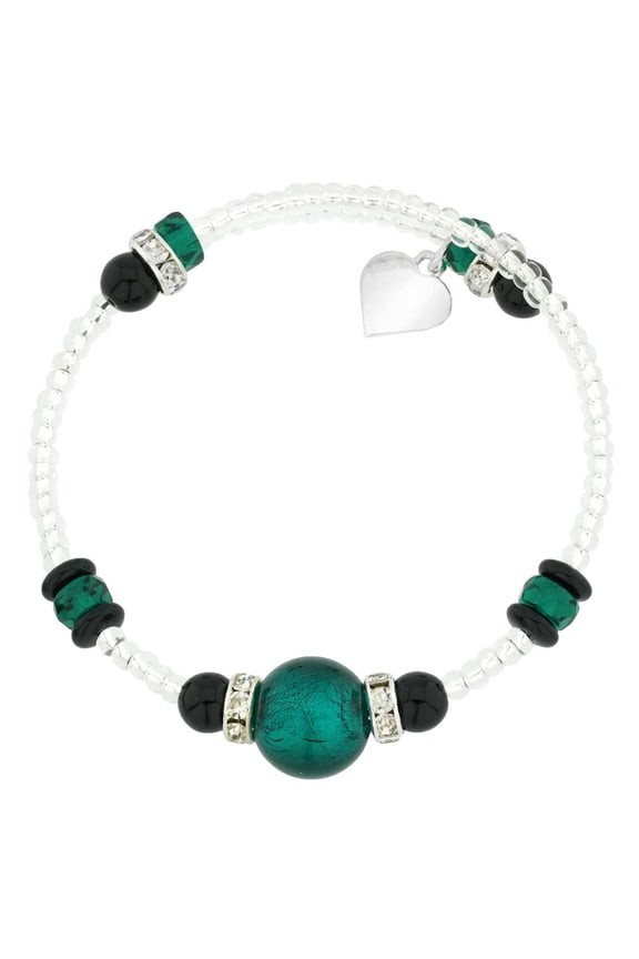 Carino Murano Glass Bracelet - Silver Aqua