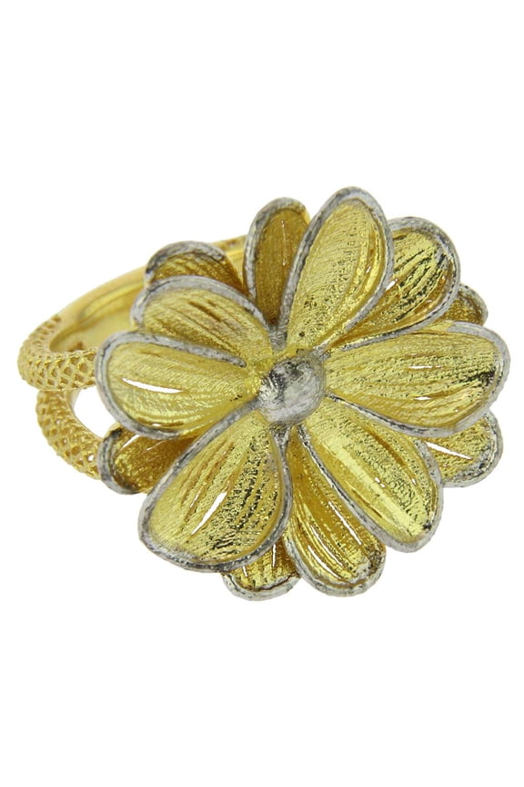 Daisy Flower Sterling Silver Gold-Plated Ring