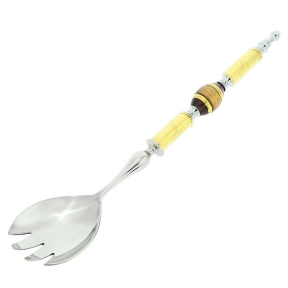 GlassOfVenice Italian Murano Glass Salad Fork - Gold Purple Stripes