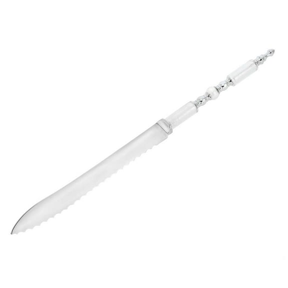 GlassOfVenice Italian Murano Glass Wedding Cake Knife - Silver White Confetti