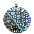 thumbnail image 1 of GlassOfVenice Murano Glass Abstract Millefiori Round Pendant - Blue and Black, 1 of 4
