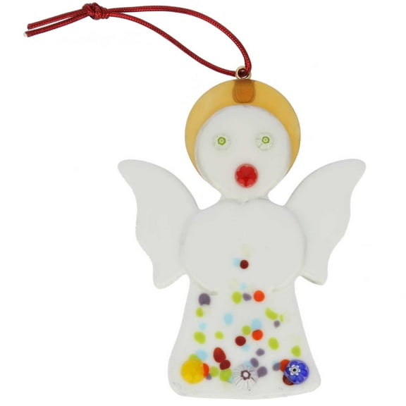 GlassOfVenice Murano Glass Angel Christmas Ornament - White