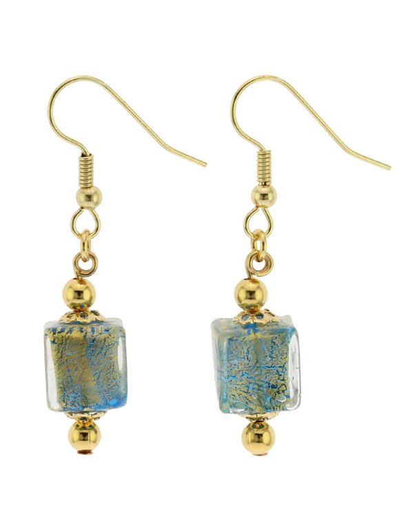 Murano Glass Antico Tesoro Cubes Earrings - Aqua