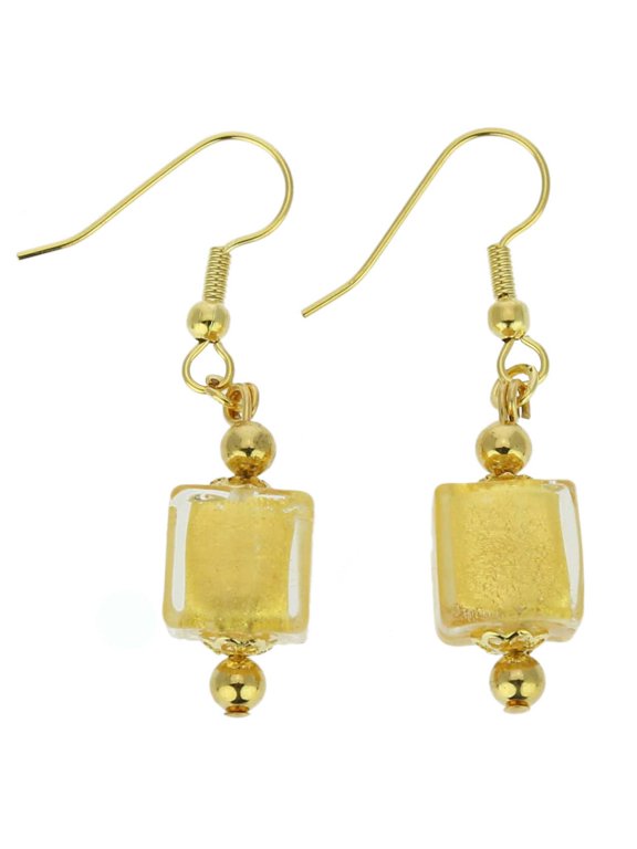 Murano Glass Antico Tesoro Cubes Earrings - Gold