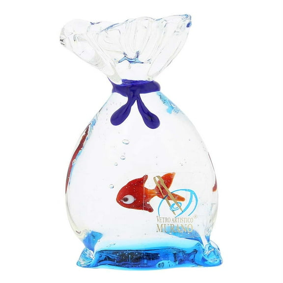 GlassOfVenice Murano Glass Aquarium Bag with Tropical Fish