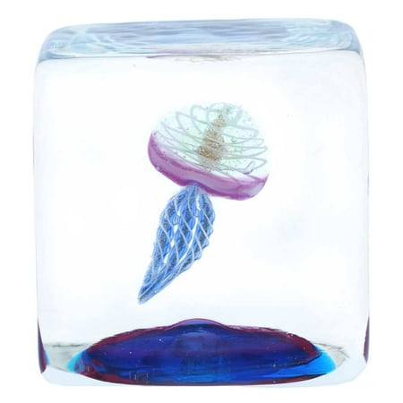GlassOfVenice Murano Glass Aquarium Cube With Jellyfish