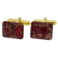 thumbnail image 1 of GlassOfVenice Murano Glass Avventurina Rectangular Cufflinks - Red, 1 of 5