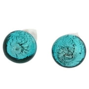 GlassOfVenice Murano Glass Ball Stud Earrings - Teal