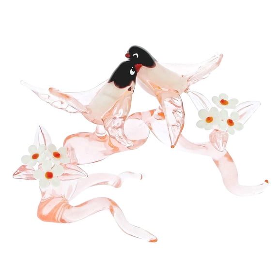 GlassOfVenice Murano Glass Birds on a Cherry Branch - Tender Rose Pink