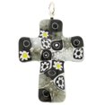 thumbnail image 1 of GlassOfVenice Murano Glass Black and White Millefiori Cross Pendant, 1 of 4