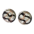 thumbnail image 1 of GlassOfVenice Murano Glass Button Stud Earrings - Black Waves Silver, 1 of 4