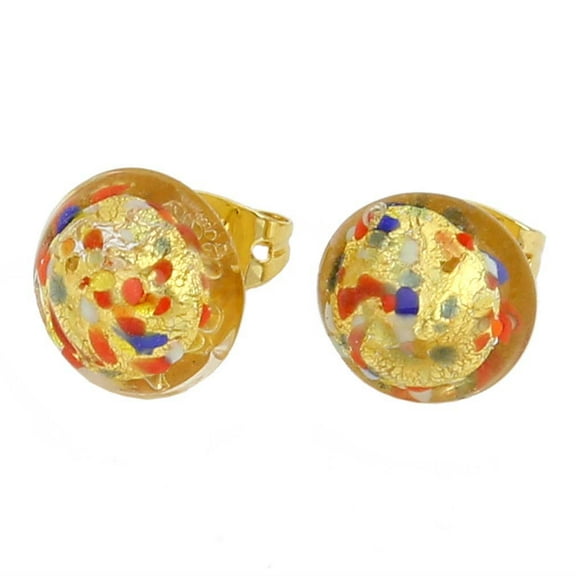 GlassOfVenice Murano Glass Button Stud Earrings - Multicolor Confetti