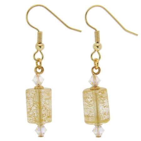 GlassOfVenice Murano Glass Ca D'Oro Barrel Earrings - Yellow Gold
