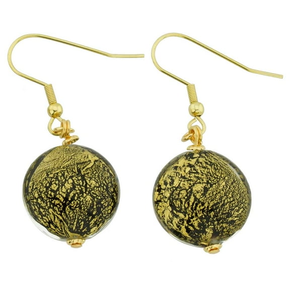 GlassOfVenice Murano Glass Ca D'Oro Disk Earrings - Black