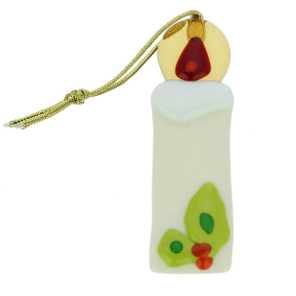 GlassOfVenice Murano Glass Candle Christmas Ornament - White