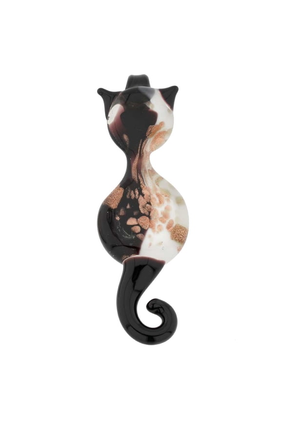 Murano Glass Cat Pendant - Black and White