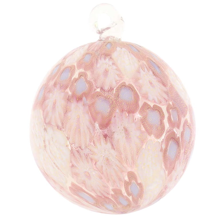 Glass Of Venice Murano Glass Christmas Ornament – Handmade Multicolor Millefiori & Silver Italian Bauble
