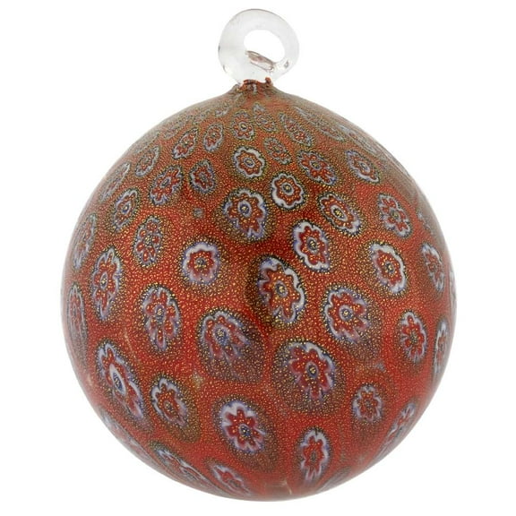 GlassOfVenice Murano Glass Christmas Ornament - Red Millefiori