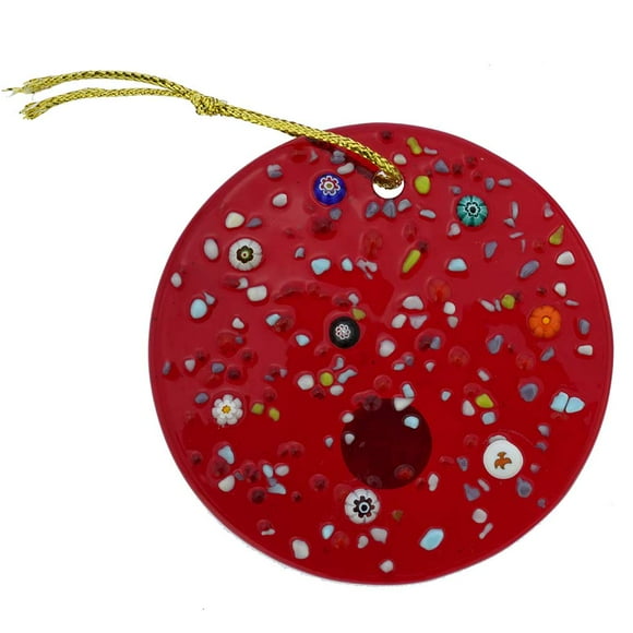 GlassOfVenice Murano Glass Circle Christmas Ornament - Red