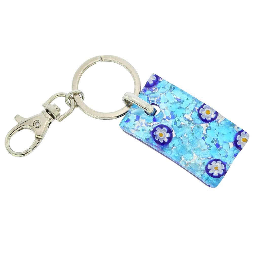 GlassOfVenice Murano Glass Colors Rectangular Keychain - Aqua Blue ...