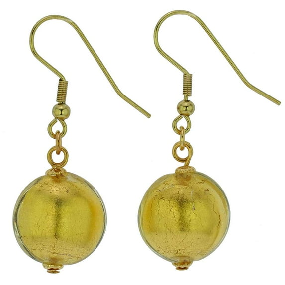 GlassOfVenice Murano Glass Disk Earrings - Liquid Gold