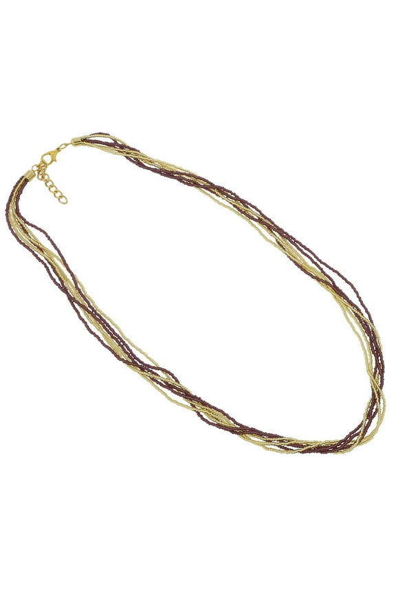 Murano Glass Gloriosa 6 Strand Seed Bead Necklace - Purple and Gold