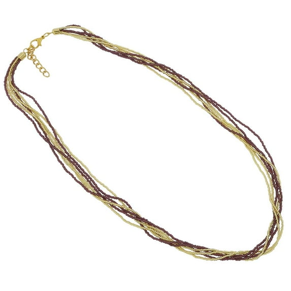 GlassOfVenice Murano Glass Gloriosa 6 Strand Seed Bead Necklace - Purple and Gold