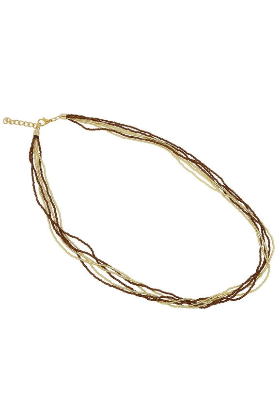 Murano Glass Gloriosa 6 Strand Seed Bead Necklace - Topaz and Gold
