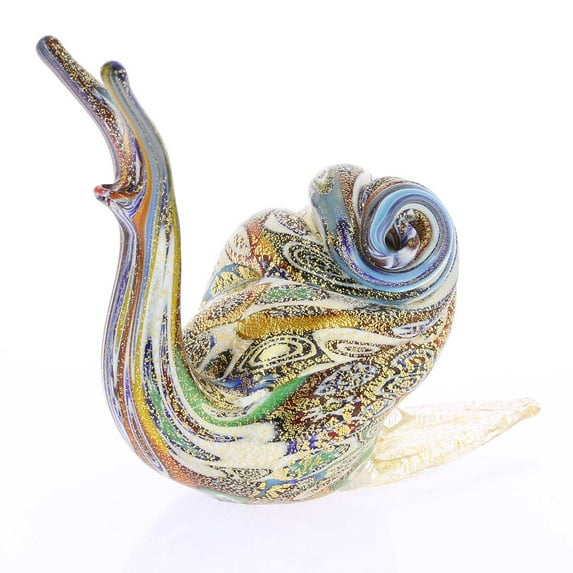 GlassOfVenice Murano Glass Golden Quilt Millefiori Snail