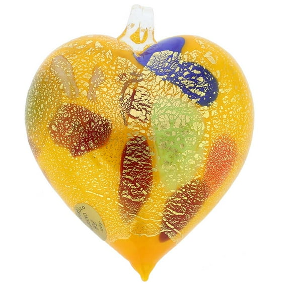 GlassOfVenice Murano Glass Heart Christmas Ornament - Yellow Gold
