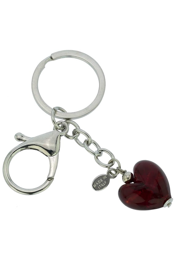 Murano Glass Heart Keychain - Ruby Red