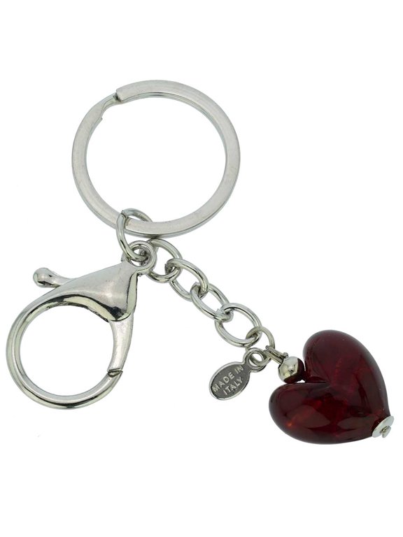 Murano Glass Heart Keychain - Ruby Red