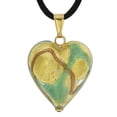 thumbnail image 1 of GlassOfVenice Murano Glass Heart Pendant - Aqua Waves Gold, 1 of 4