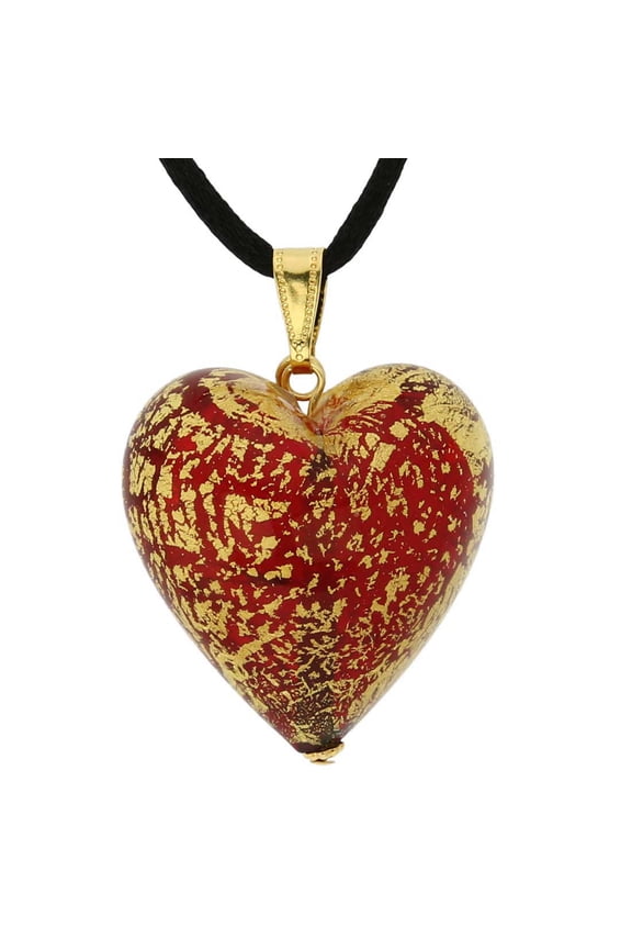Murano Glass Heart Pendant Ca D'Oro - Ruby Red