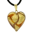 thumbnail image 1 of GlassOfVenice Murano Glass Heart Pendant - Topaz Waves Gold, 1 of 4