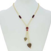 GlassOfVenice Murano Glass Heart Tie Necklace - Ruby Red and Gold