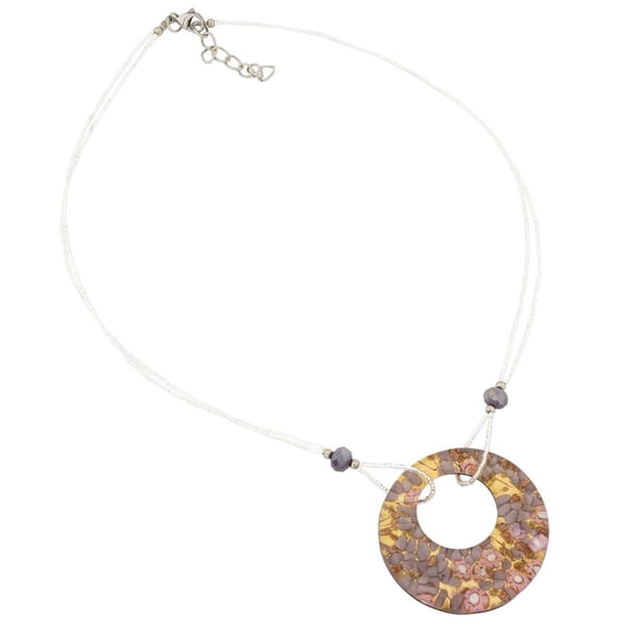 GlassOfVenice Murano Glass Lava Necklace - Pink and Gold