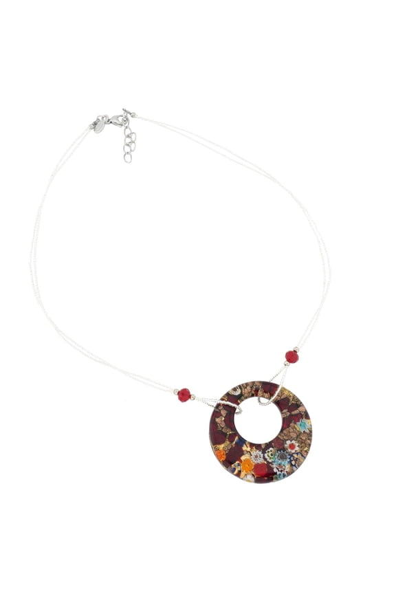 Murano Glass Lava Necklace - Silver