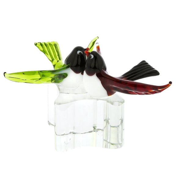 GlassOfVenice Murano Glass Love Birds - Red and Green