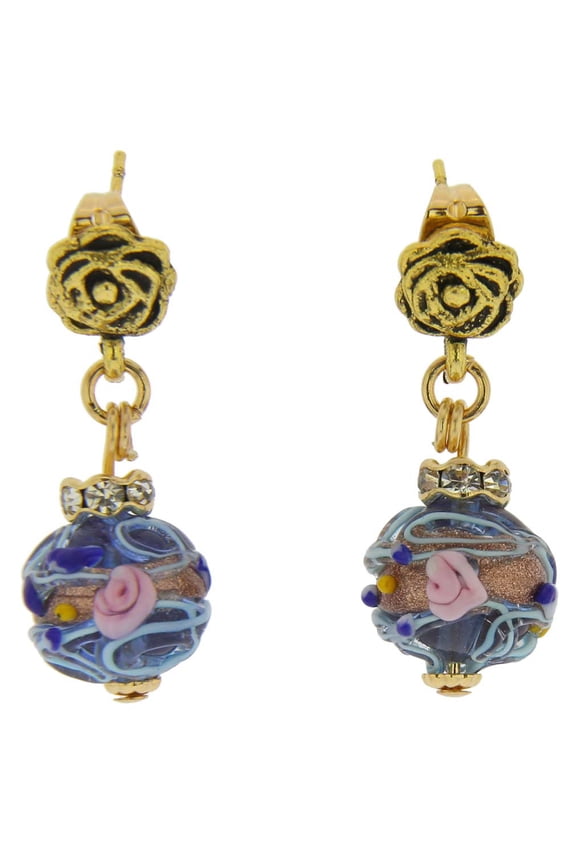 Murano Glass Magnifica Antique Stud Balls Earrings - Blue