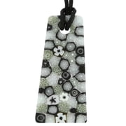 GlassOfVenice Murano Glass Matte Millefiori Necklace - Black and White